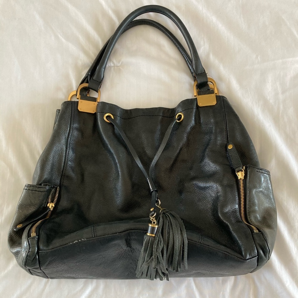 Pelle Studio Black Pebble Leather Hobo Bag